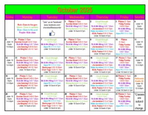 fitness center calendar